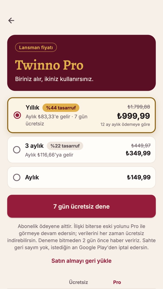 Twinno Pro planları